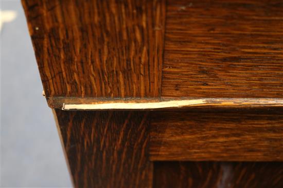 An Edwardian oak pedestal desk W.153cm
